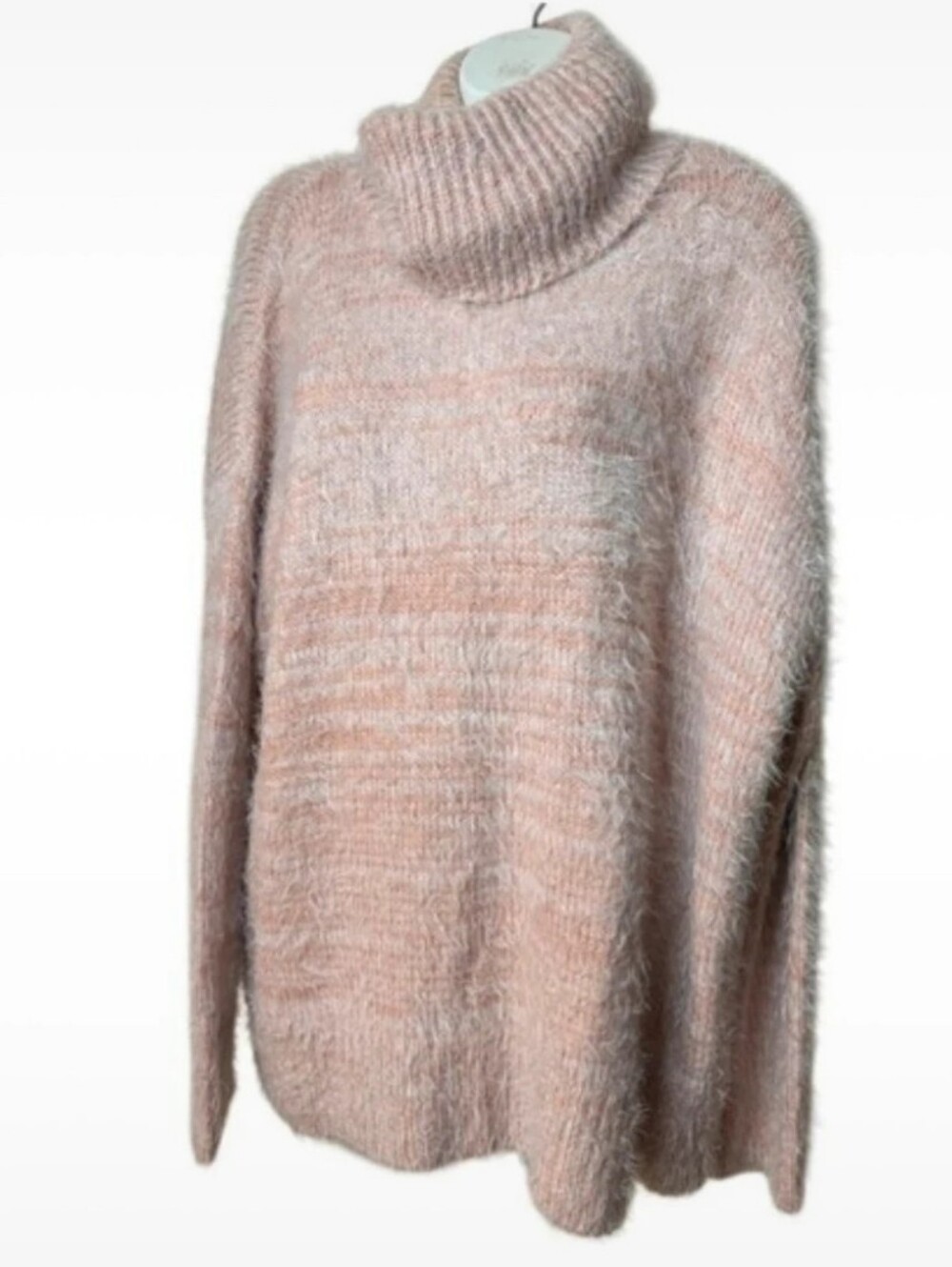 Show Me Your Mumu Fatima Fuzzy Pink Turtleneck Sweater Wool Blend Small Cozy Ove